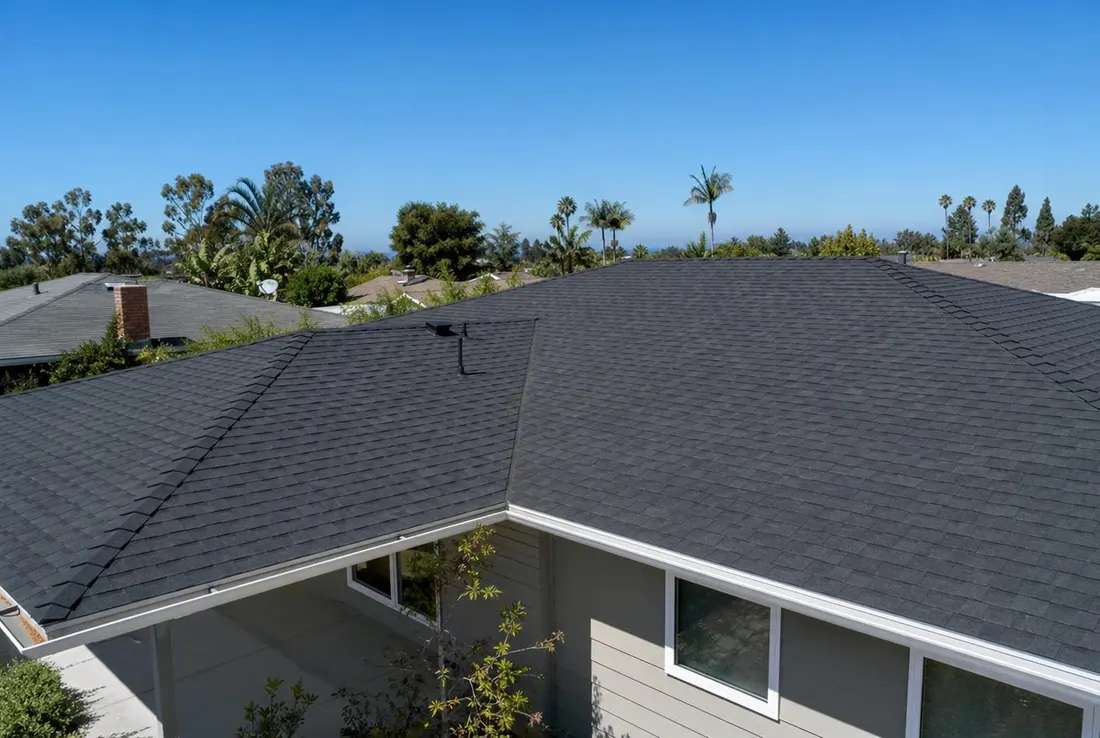 Completed shingle roof ready for a solar array