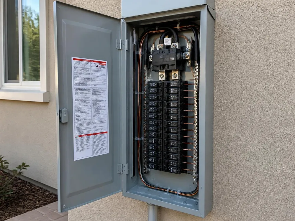 Clean modern 200 amp main service panel after upgrade